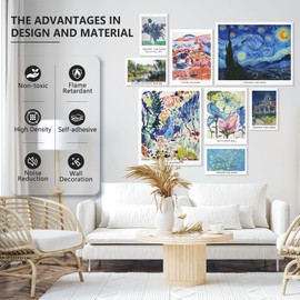 AtawLege 8 Pcs Art Acoustic Panels, Self-adhesive Soundproof Wall Panels, Decorative World Renowned Paintings Sound Absorbing Panel, Acoustic Treatment for Recording Studio, Home, Office