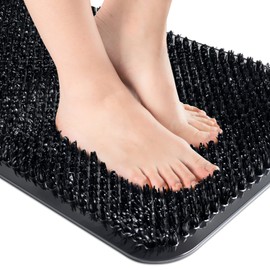 OTHWAY Shower Foot Scrubber Mat, Shower Matt Non Slip with Soft Grassy Bristles, Shower Mat for Inside Walk-in Shower, Foot Massager Bathtub Mat Non-Slip, Anti Slip Bath Mat for Tub(26X14 Black)