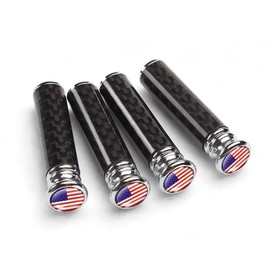 4PCS Car Door Lock Knob, American Flag Carbon Fiber Door Lock Bolt Pin Cover, Auto Decorative Door Pull Pins Door Bolt, Universal Car Interior Accessories for Most Vehicles (Red)