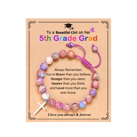 UNGENT THEM 5th Grade Graduation Decorations Gifts for Girls Kids Primary Elementary School Christian Graduation Bracelet Class of 2025 Grad Graduate Congratulations Gift