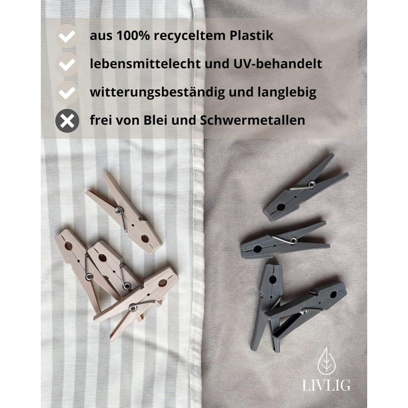 Livlig53 LIVLIG Clothes Peg Bag with 48 Pegs, Weatherproof Peg