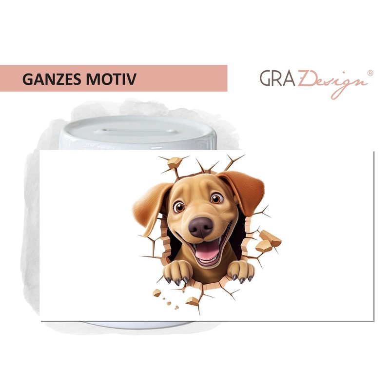 GRAZDesign Funny Money Box Dog - Wall Crack - Money