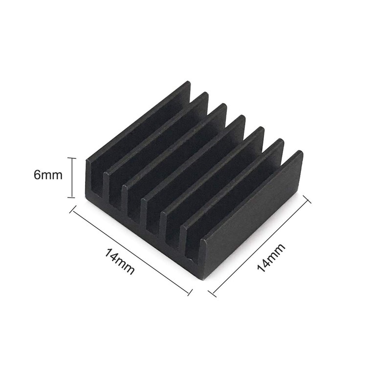 20pcs Aluminum Heat Sinks 14x14x6mm Black