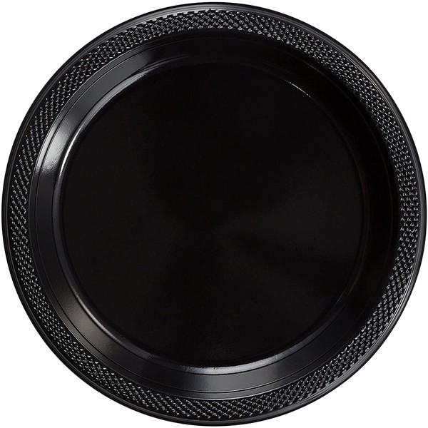 Exquisite 9 Inch. Black plastic plates - Solid Color Disposable Plates - 100 Count