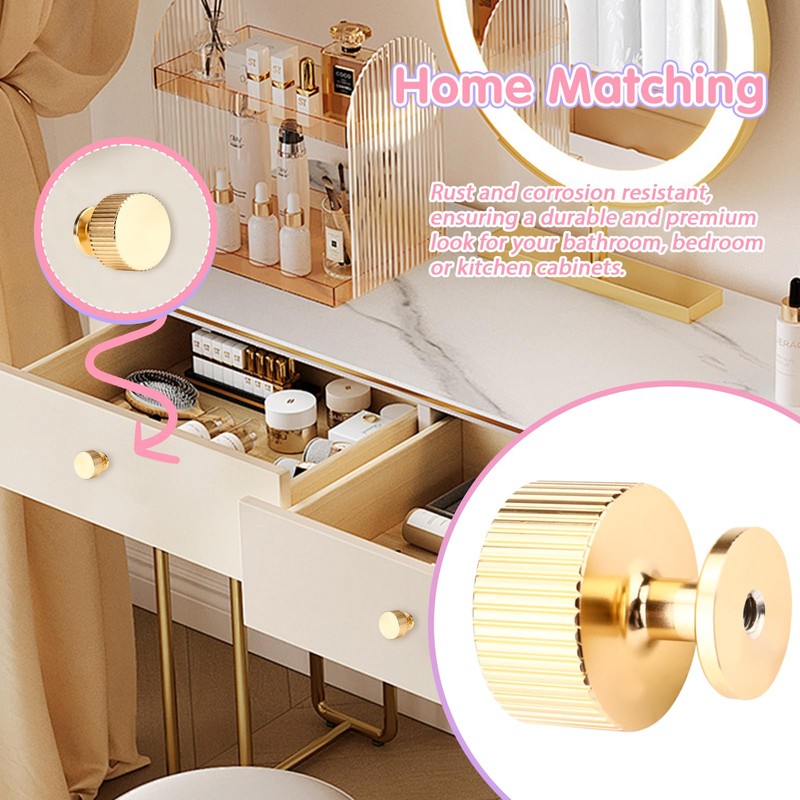 Solid Cabinet Knobs Pulls, 6Sets of Gold Knobs Cabinet Drawer