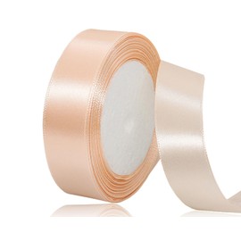 1 Inch Champagne pink Satin Ribbon, 25 Yards Solid Fabric Ribbons for Gift Wrapping, Invitation, Hair Bows, DIY Handicrafts, Sewing, Wedding Party Decoration