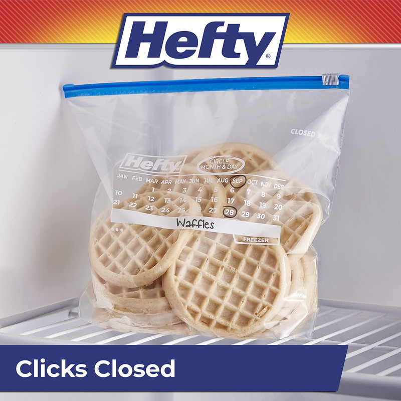 Hefty Calendar Slider Gallon Freezer Bags, 1 Gallon Size Slider