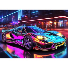 MEIYUDA Diamond Painting Kits for Adults, 5D Car Diamond Art Kits for Men, DIY Sports Car Diamond Art Painting Kit Gem Art Crystal for Home Wall Decor and Holiday Presents 16x12Inch