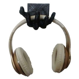 Hand Shaped Headphone Holder - Wall Mounted Headset Stand (Black)