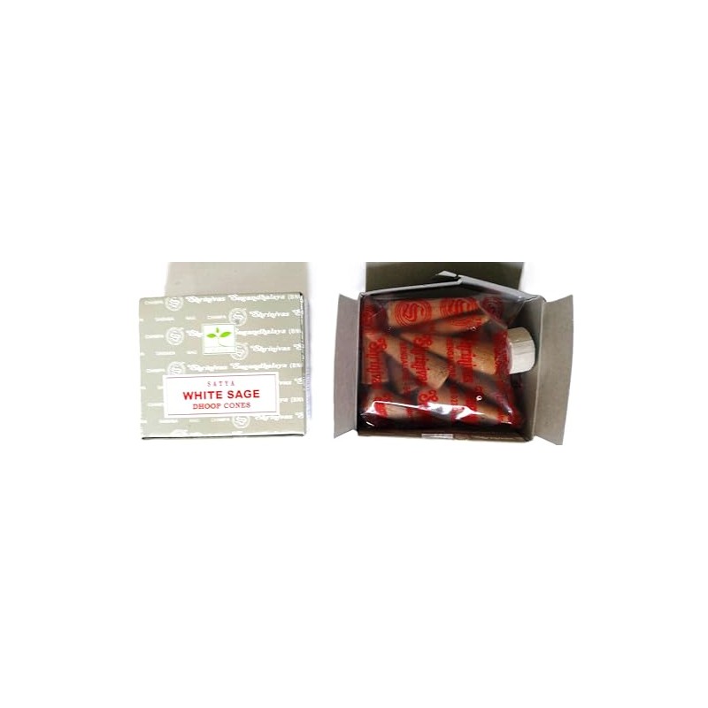 Satya Nag Champa Incense Cones, White Sage Scent, One Pack
