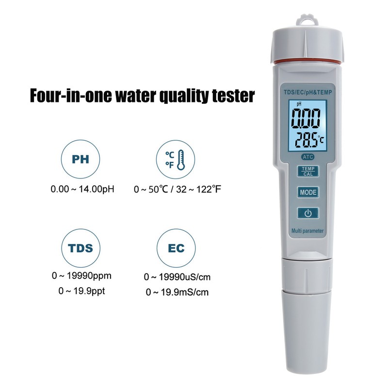 4 in 1 Water Quality Tester Portable PH/EC/TDS Temperature Digital