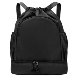 FAVORTALK String Bags Unisex Drawstring Sports Backpack Large Sports Gym Bag with Shoe Compartment Waterproof PE Drawstring Backpack with Shoe Bag for Football Basketball Volleyball - SKD10628