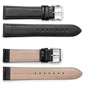 FEICE Watch Strap Pin Buckle Leather Watch Replacement Strap with Quick Release for Men Women Watch (20 mm, Black)