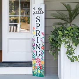 8"x48" Spring Welcome Sign for Front Porch, Hello Spring Porch Sign for Front Door Durable PVC Welcome Home Decorations for Outdoors p (Design 9)