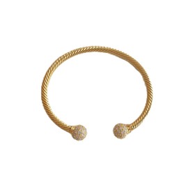 The Torque Gold Ball Bangle with Stones - Adjustable Gold Bracelet for Women and Men with 18K Heavy Real Gold Plating
