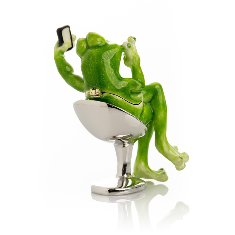 Keren Kopal Frog Taking a Selfie Trinket Box with Crystals