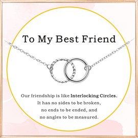 Best Friend Necklace, Friendship Gifts for Women, Friendship Necklace, Minimalist Interlocking Circles Necklaces, Meaningful BestFriend Jewelry,Birthday Gifts for Best Friend Woman Bestie Soul Sister