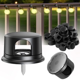 Nearockle 25Pcs Strong Adhesive Cable Clips & Outdoor String Lights Hooks with Screws, Upgraded Heavy Duty Cord Holder for Wall, Outdoor Weatherproof for Hanging Fairy Lights, Holiday Decor