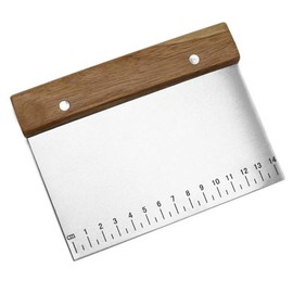 Aczyqws Stainless Steel Pastry Scraper - Dough Bench Scraper Bread Cutter Chopper with Non-Slip Wooden Handle and Measuring Scales for Kitchen