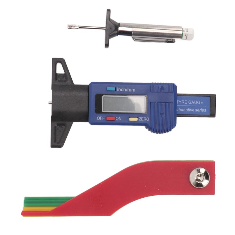 Digital Tire Tread Gauge Color Coded Depth Measurement Tool Handheld