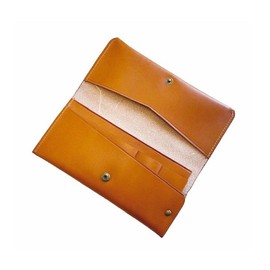 MASACCIO Cowhide Leather Bill Size Ultra Long Wallet Over'd-lap Mini Wallet Nume Leather Card Pocket Slit Specifications Unisex Thin Wallet, Braun