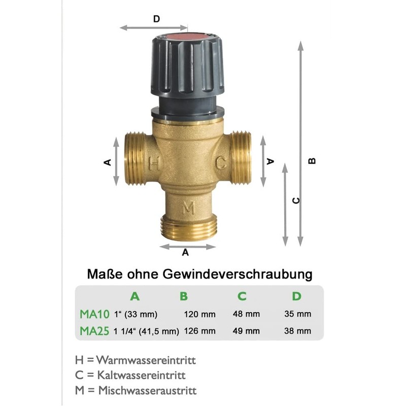 Resol MA10 Service Water Mixer 1 Inch AG Thermostatic Mixing