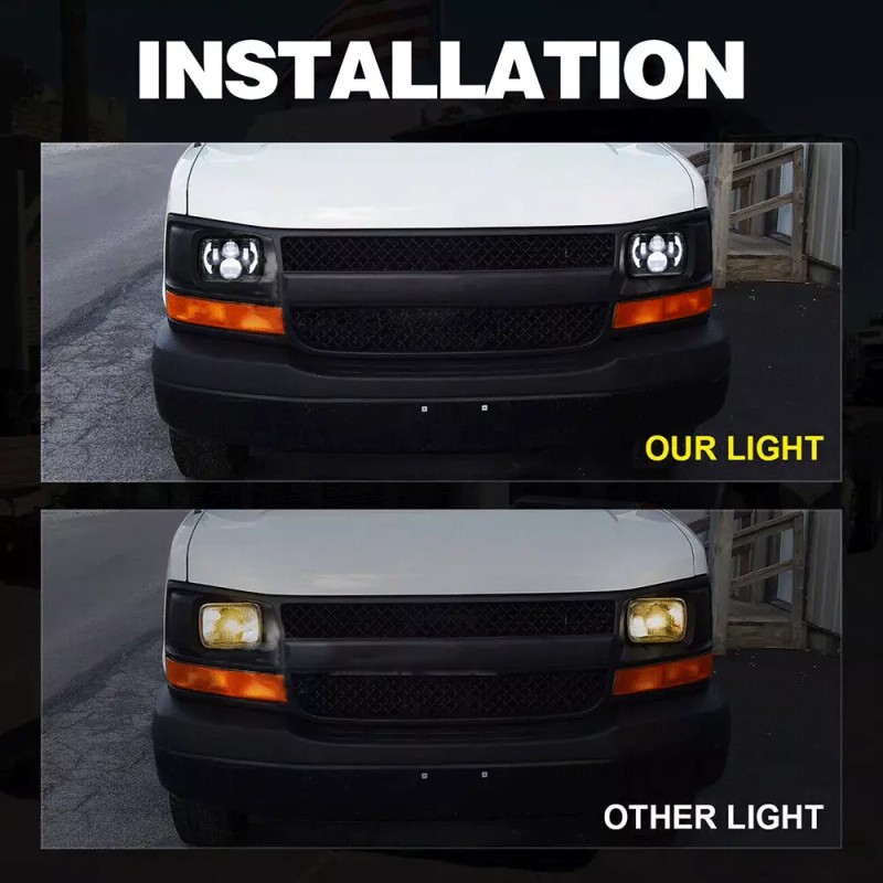 Unbranded Pair 5x7" 7x6" LED Headlights DRL For Chevy El