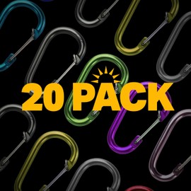 LUXPRO LP126-20PK Spring Gate Carabiners - Multi-Colored, Heavy-Duty Carabiner Clips for Keys, Backpacking, Camping, Hiking & More - 20 Pack