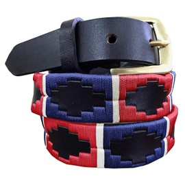 Carlos Diaz Skinny Mens Womens Unisex Brown Leather Embroidered Polo Belt (100 cm/ 36 Inches)