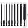KIMLONTON Hex Ball Point Bit, 9-Piece Set, S2 Steel, Black