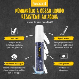 Securit Waterproof Glass + Chalkboard Markers, Large Nib, Wallet 4-Pack, 2 White/2 Black (SMA820-V4-BW)