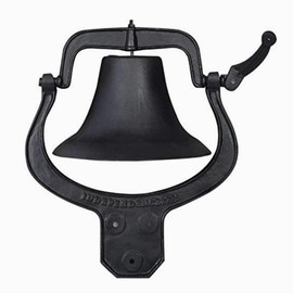 14'' Large Heavy Cast Iron Dinner Bell Antique Vintage Style Farmhouse Manually Shaking Hanging Door Bell for Outdoor Garden Patio Liberty Farm Church School