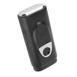 Ausla Cigar Case Leather Cedar Wood Lining Travel Humidors Gift for Cigar Lovers with Cutter, black, ID pocket