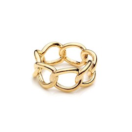 Link Chain Silk Scarf Ring Brooch for Women Fashion Chic Minimalist Simple Shawl Scarves Band Statement Buckle Wrap Finger Rings Size 8 Dress Accessories Jewelry (Gold)