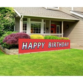 Large Happy Birthday Banner | Giant Bday Party Sign | Huge Birthday Outdoor Decoration