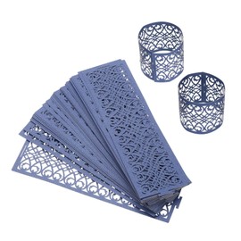 sourcing map 100Pcs Napkin Rings Laser Cut Foil Paper, Napkin Holder Hollow Napkin Bands for Weddings Party Serviette Table Decoration Restaurant (Dark Blue, 5.3 x 1.6")