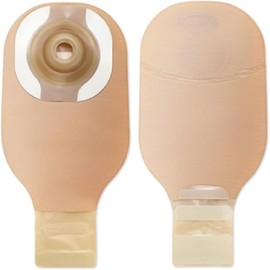 Hollister 8962 CeraPlus Soft Convex 1-Piece 12” Drainable Ostomy Pouching System, 5 Pack, Beige with Viewing Option, Pre-Sized 1”