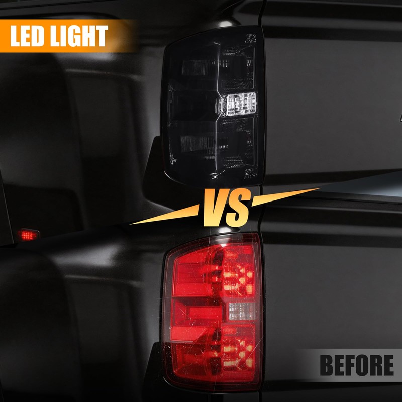 MAYELLO Smoked Black Halogen Tail Lights for 2014-2019 Chevy Silverado