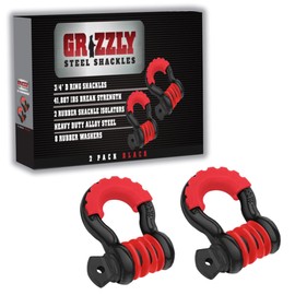 Performore 2 Pack of D-Ring Shackles Heavy Duty 4.75 Ton Capacity, 3/4 Inch, Includes Shackle and Washers with 7/8" Pins - Ideal for Jeeps, ATVs, Towing, Snatch Straps, and Trucks Recovery (Black)