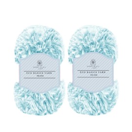 2PK Rabbit Faux Fur Yarn, Chunky Fluffy for Knit and Crochet, Perfect for Toys, 200g, 130m (Blue)