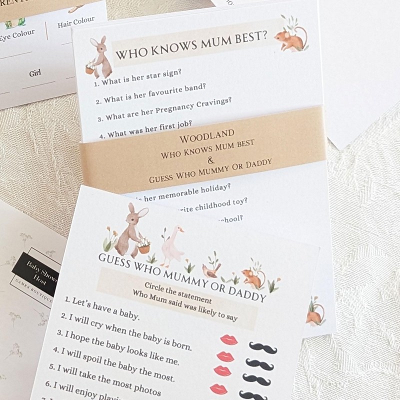 Baby Shower Games Bundle- 9 Games including Keepsake Cards boxed