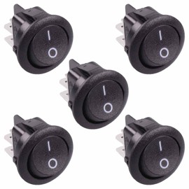 On-Off Round Rocker Switch DPST 10A Hobby DIY Auto Electronics (Pack of 5)