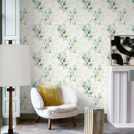 MelunMer Floral Peel and Stick Wallpaper Boho Contact Paper for Cabinets Green/Leaf Floral Contact Paper Self Adhesive Removable Wallpaper for Bedroom Bathroom Waterproof Vinyl 78.7In L 17.3In W