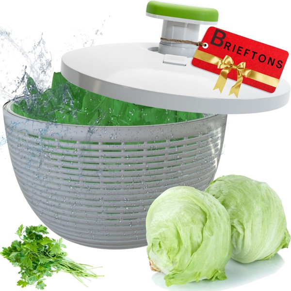Brieftons 6.2-Quart Large Salad Spinner: Vegetable Washer Dryer Drainer Strainer
