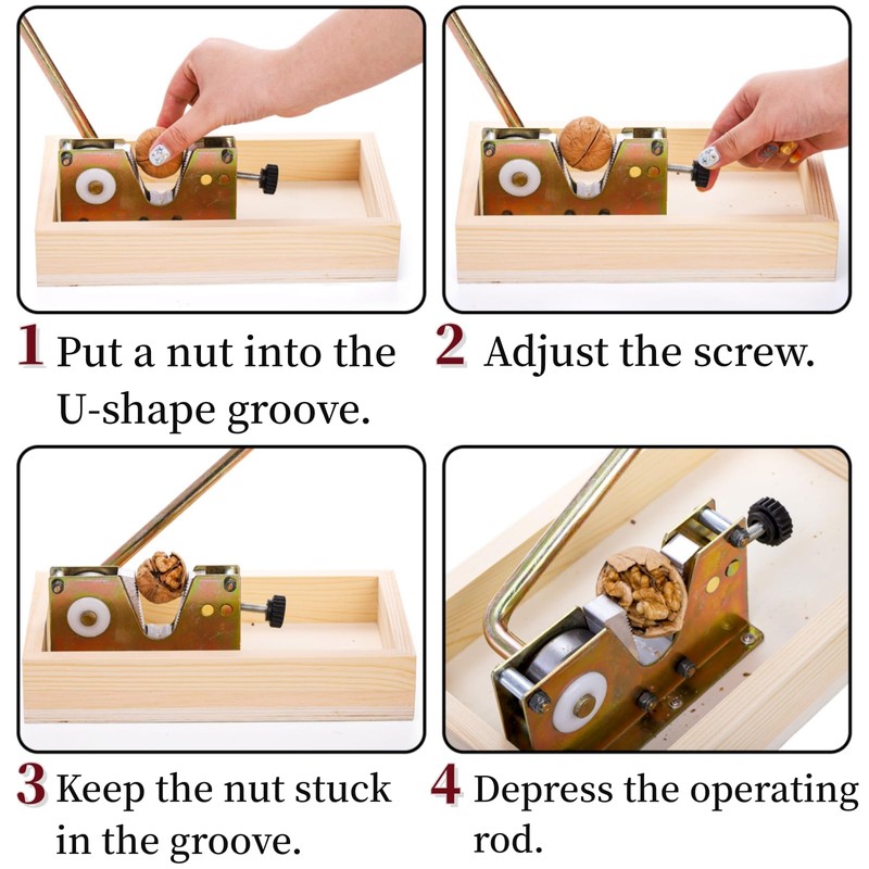 Pumtus Manual Nutcracker, Heavy Duty Nut Tongs with 4 Forks