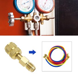 VGOL 2 Pieces R410A Straight Swivel Adapter 1/4 Inch Male SAE to 5/16 Inch Female SAE Brass Mini Split Adapter Quick Couplings for Split System Air Conditioners