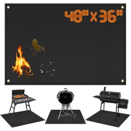 48 x 36 in Under Grill Mat for Outdoor Grill - Fireproof BBQ Grill Mat for Outdoor Grill Deck Protector to Protect the Deck, Patio, Pavers - Easy to Clean Fire Pit Mat Fireplace Mat - Black - 0.04in