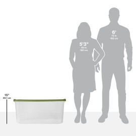 120 Quart EZ Carry, Clear Plastic Storage Bin, Full-Grip Handles, Green