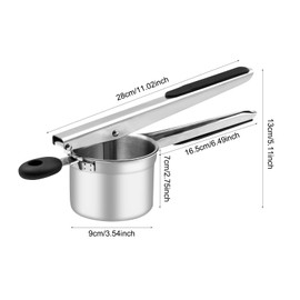 Potato Ricer with 4 Interchangeable Discs, Large 15oz Heavy Duty Stainless Steel Make Masher and Kitchen Tool for Mashed Potatoes