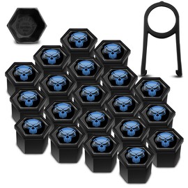 SkinoEu 20 x Wheel Bolts Wheel Nuts Rim Lock Nuts Caps Wheel Nut Covers Wheel Bolt Caps Wheel Nut Caps Plastic Covers Universal 17 mm Skull Blue Black Skull NC 10